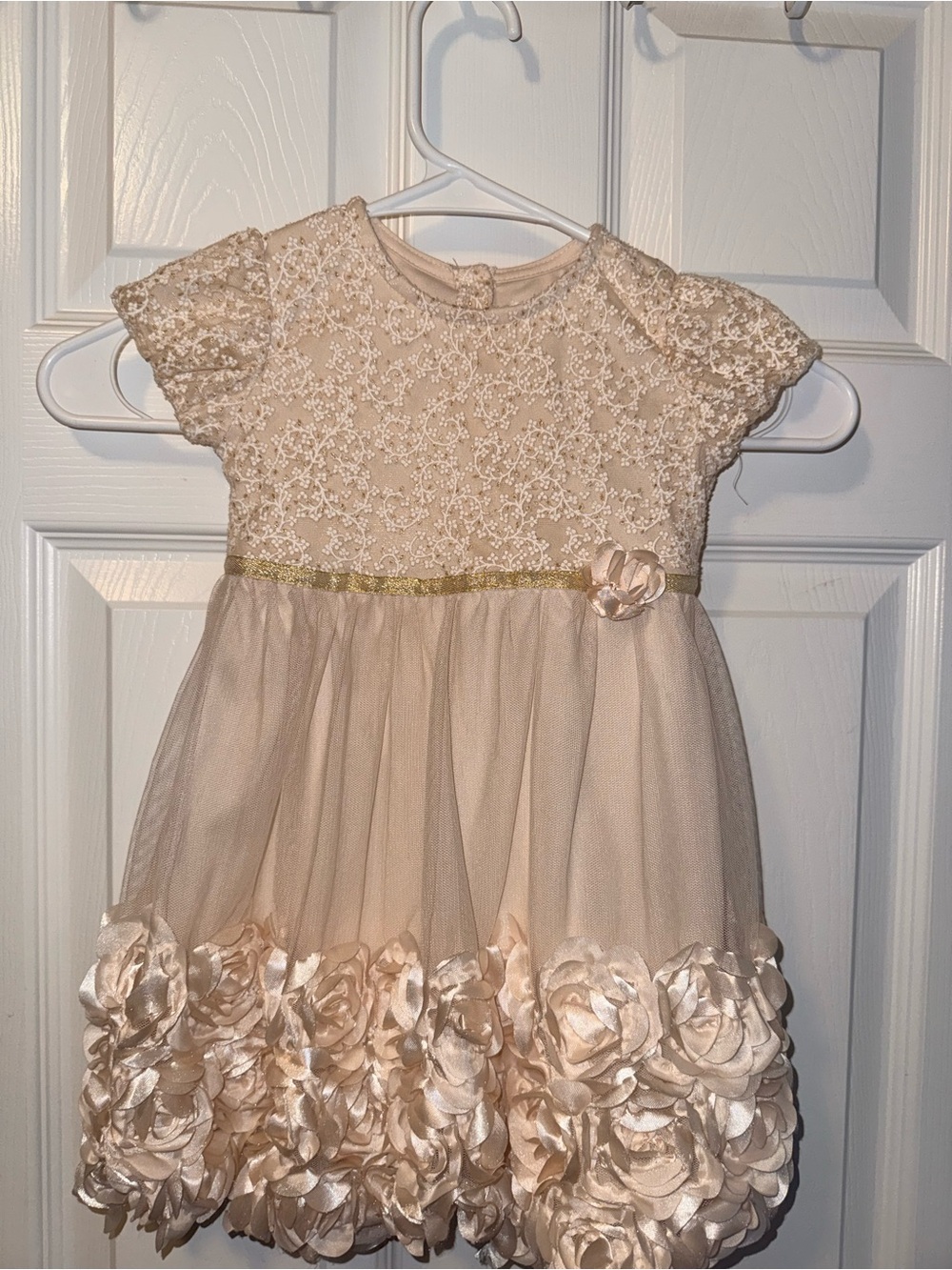 Nannette Cream Lace & Rosette Tulle Party Dress